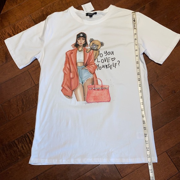 3 for $19 Erivel White T-Shirt Jewelled Detailing Size M/L Fashion Top - Picture 6 of 6